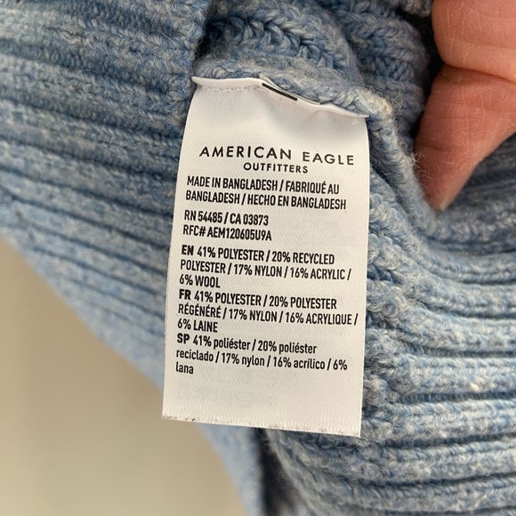 American Eagle Wool Blend Cropped Exposed Seam Crewneck Dolman Knit Sweater - Picture 2 of 5